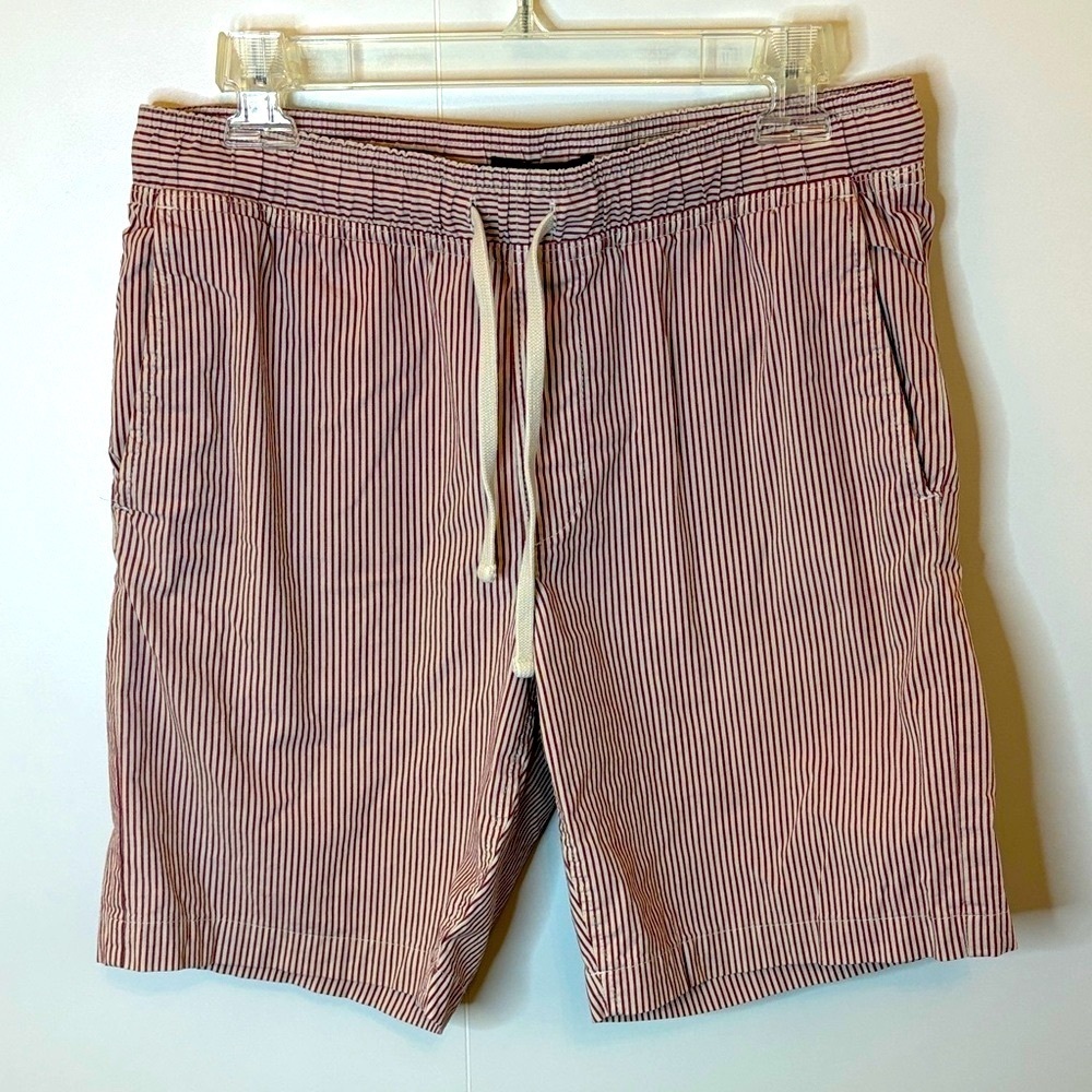 Men's Striped Deck Shorts - Red and White